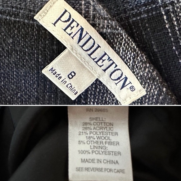 Pendleton Blue Gray Plaid Wool Blend Midi Skirt Size 8 Cabincore Academia EUC - Picture 11 of 11